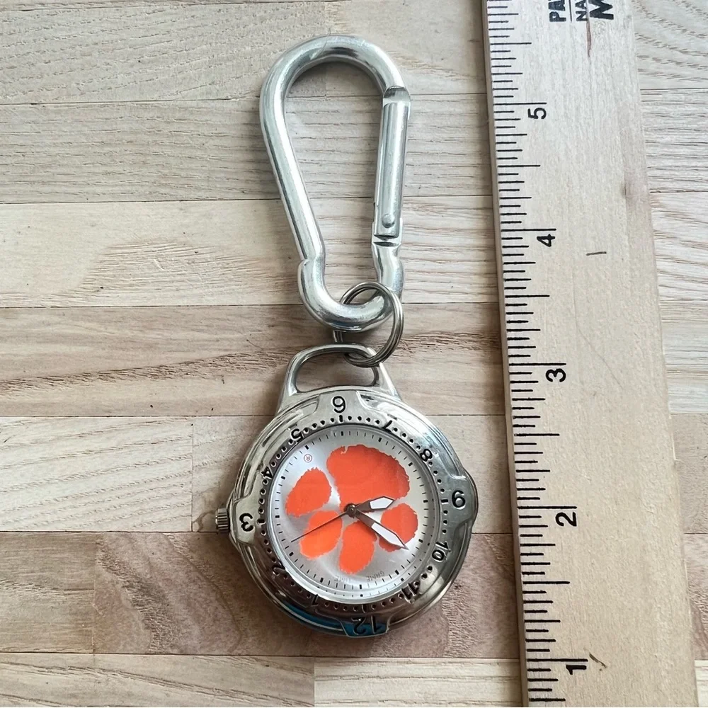 SC Clemson paw print watch on carabiner NEW BATTERY